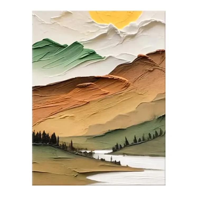 Golden Valley Textured Landscape Painting