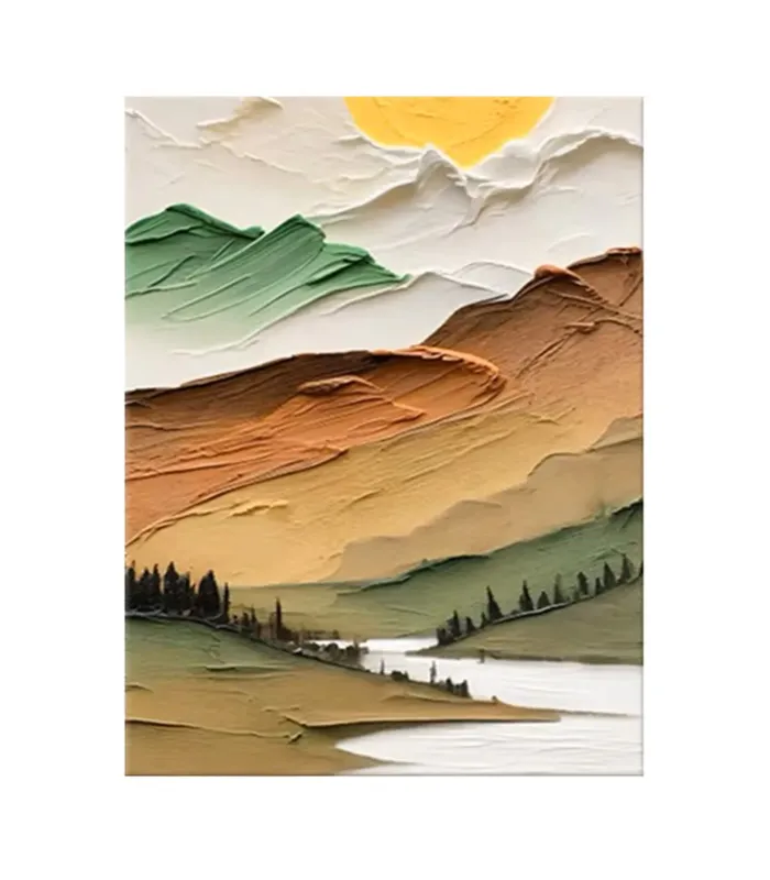 Golden Valley Textured Landscape Painting