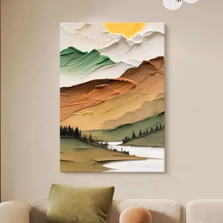 Golden Valley Textured Landscape Painting