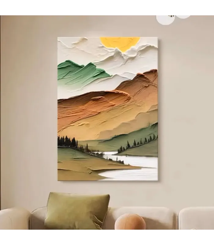 Golden Valley Textured Landscape Painting