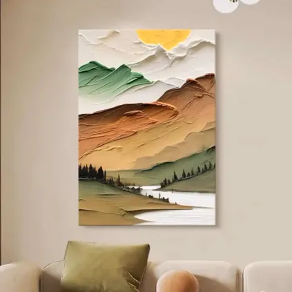 Golden Valley Textured Landscape Painting