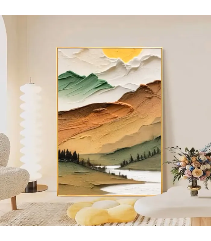 Golden Valley Textured Landscape Painting