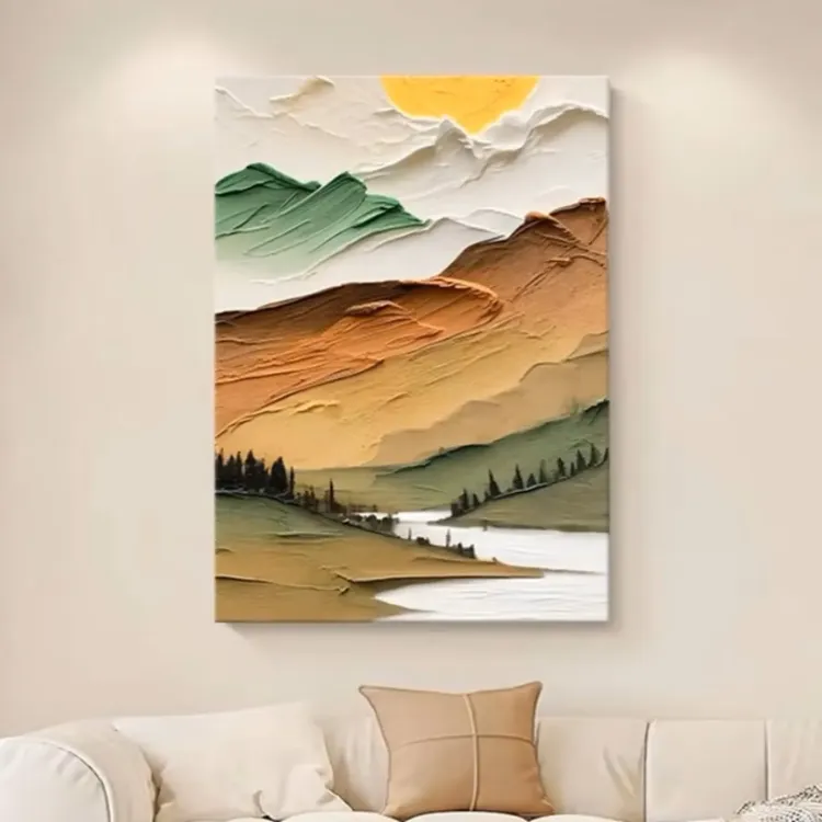 Golden Valley Textured Landscape Painting