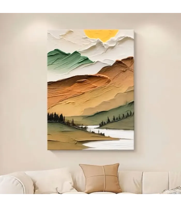 Golden Valley Textured Landscape Painting