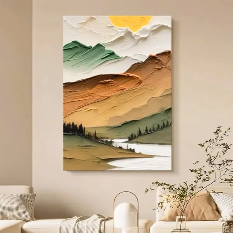 Golden Valley Textured Landscape Painting