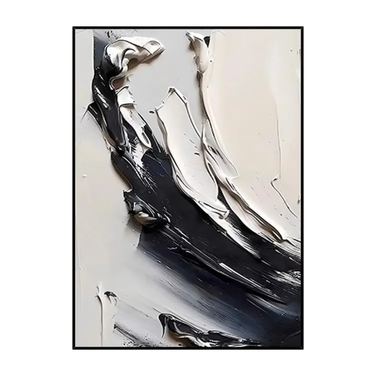 Textured Black and White Abstract Painting