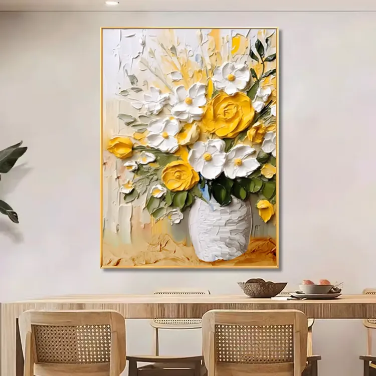 Hand-Painted Floral 3D Textured Oil Painting