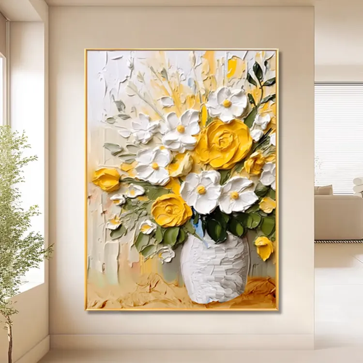 Hand-Painted Floral 3D Textured Oil Painting
