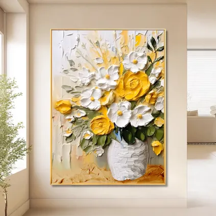 Hand-Painted Floral 3D Textured Oil Painting