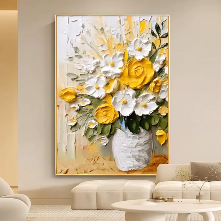 Hand-Painted Floral 3D Textured Oil Painting