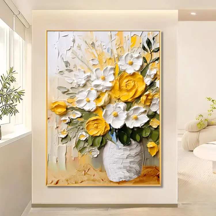 Hand-Painted Floral 3D Textured Oil Painting