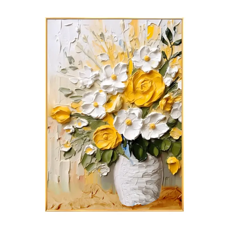 Hand-Painted Floral 3D Textured Oil Painting